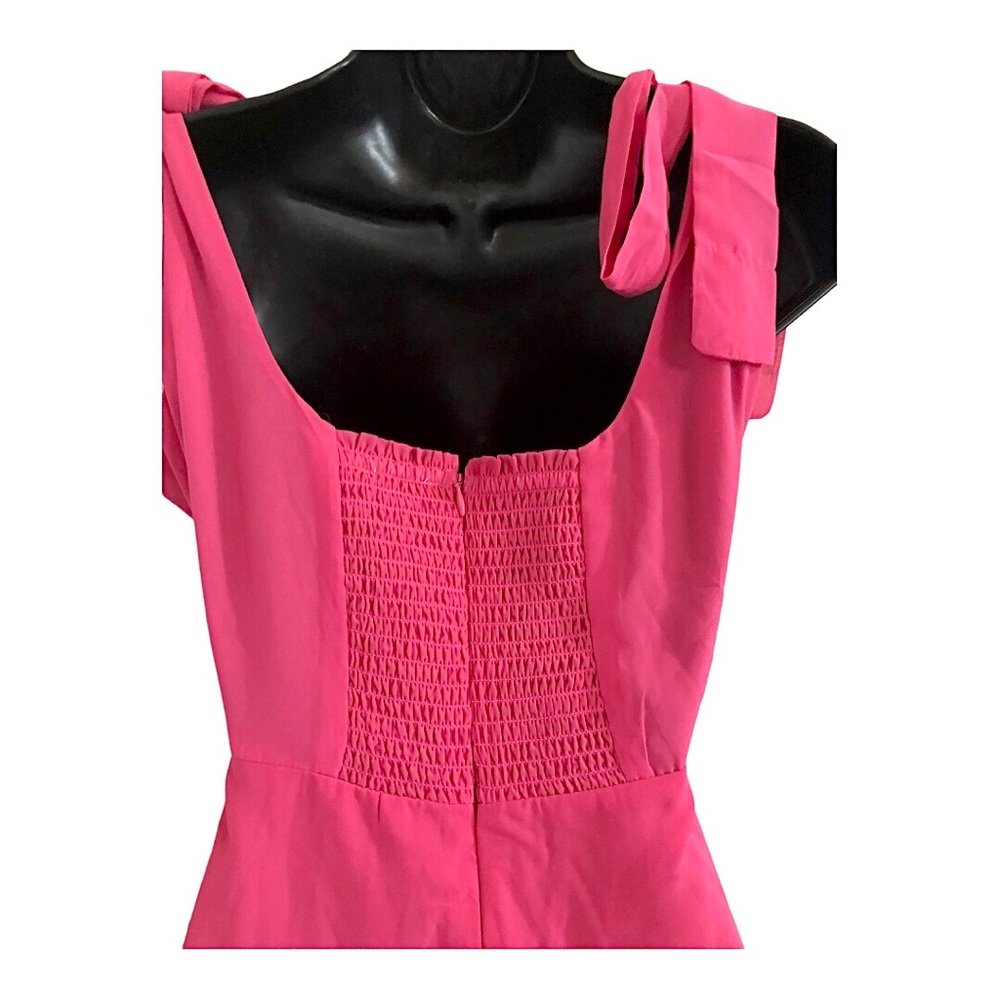 Pink square neck shoulder tie straps front slit chiffon style size medium new - Picture 5 of 15